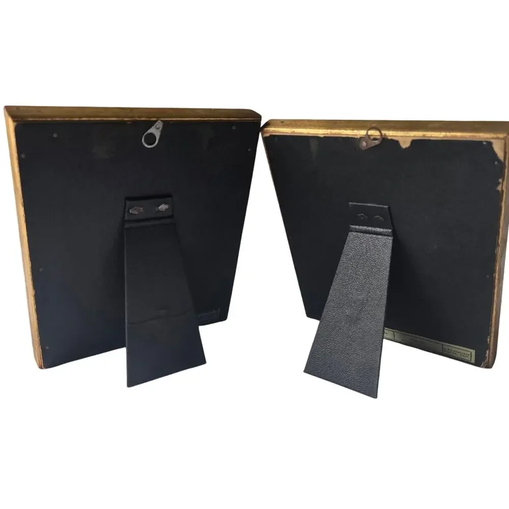 Vintage Gold Set of Two Flowers/Botanical in Vase Louise Biron picture W-21 - Picture 6 of 6